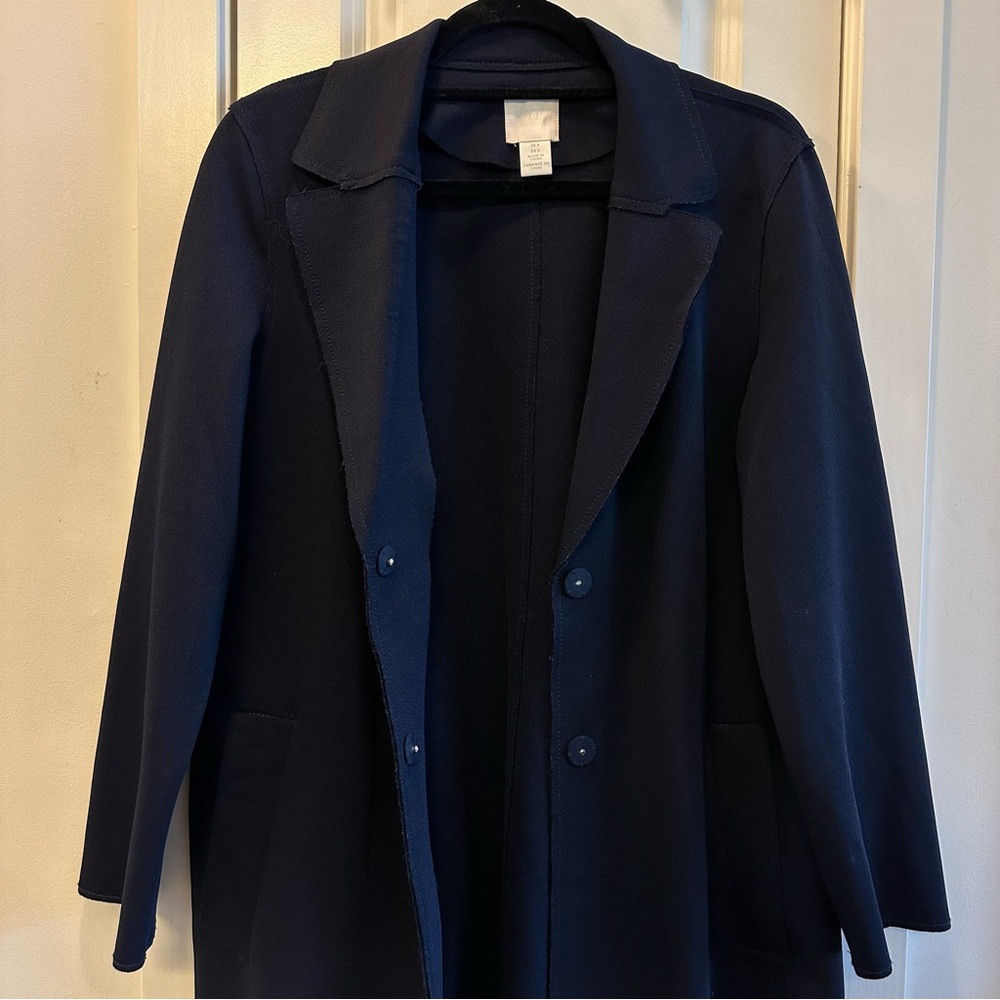H&M navy trench coat - Picture 2 of 3